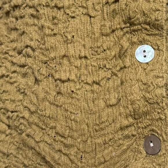 Y2K fairy grunge olive green crinkle ruffle button top by Nomadic Traders - Picture 5 of 6